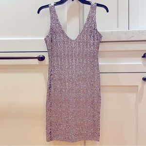 Silver gray sequence cocktail dress